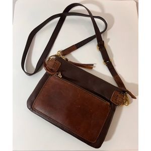 Osgoode Marley Lillian Small Zip Top Brown Leather Crossbody Bag Purse